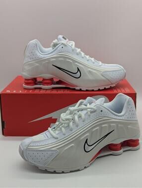 Kids Size 6.5Y / Womens 8 Nike Shox R4 GS CW2626-102 White Phantom Red Shoes New